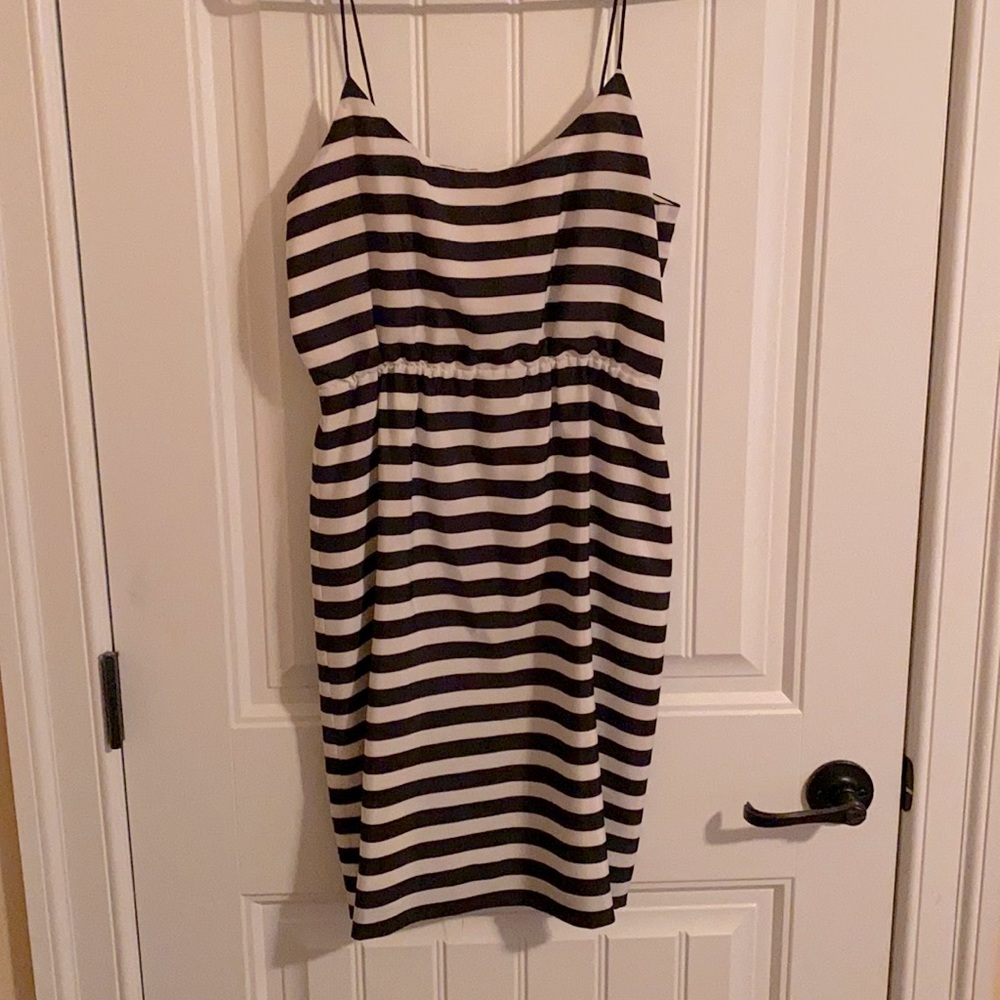 J Crew black and white stripe dress size 2